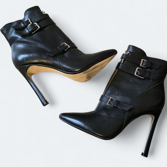 GWZIA Womens Heeled Leather Boots Size 7.5 Made In Brazil - Picture 1 of 5